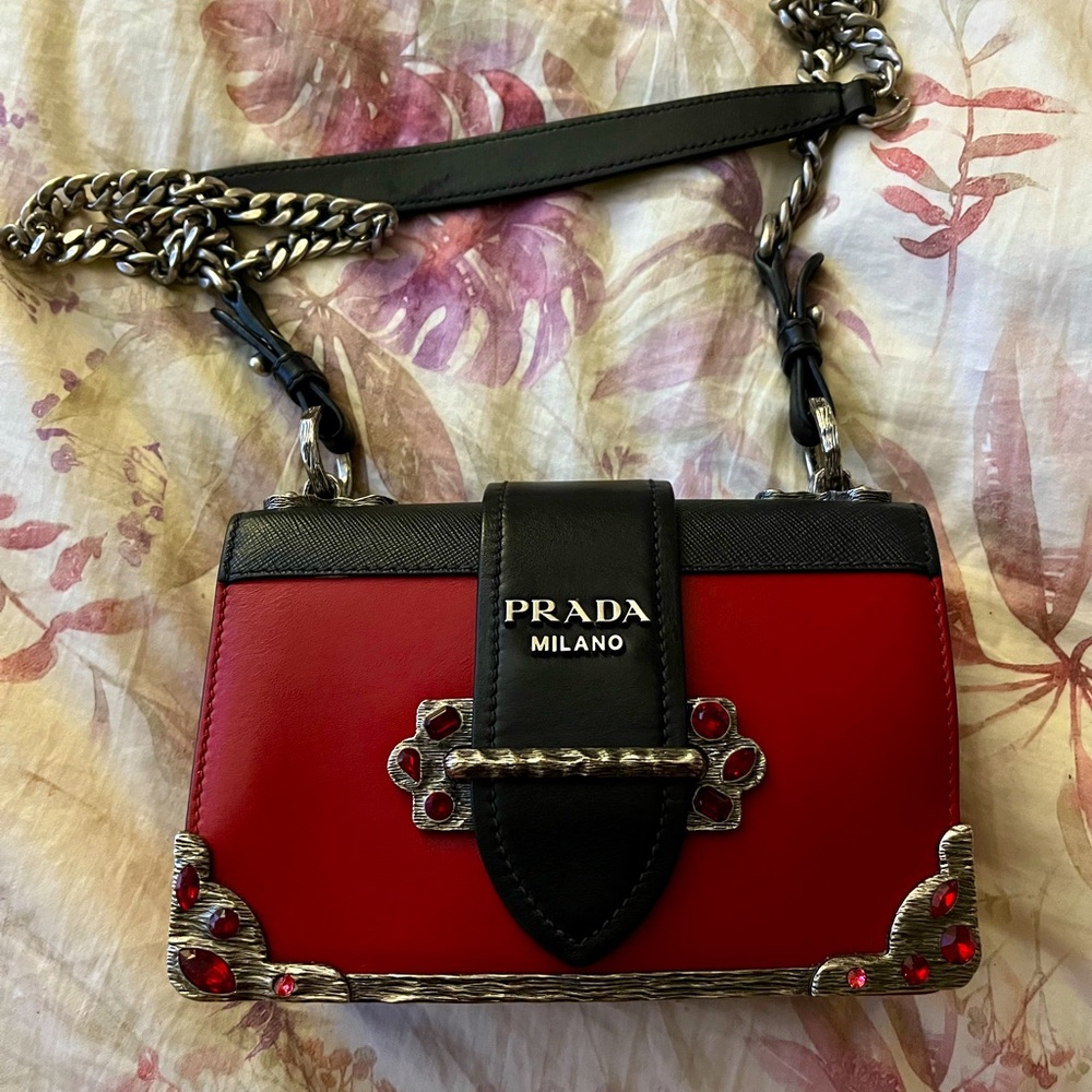 Prada Red and Black Crossbody Mini Cahier